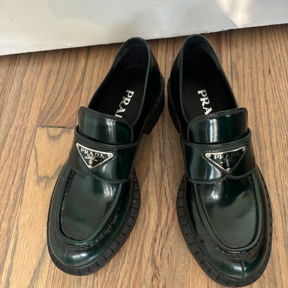 PRADA PLATFORM LOAFERS - EMERALD/BLACK - Picture 3 of 12